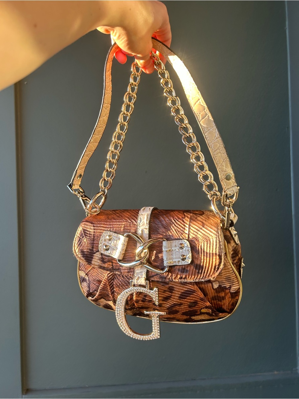 Vintage Guess Animal Print Shoulder Bag